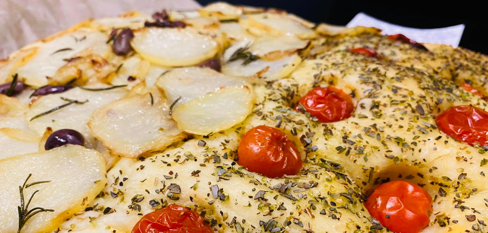 Mixed focaccia flavours display